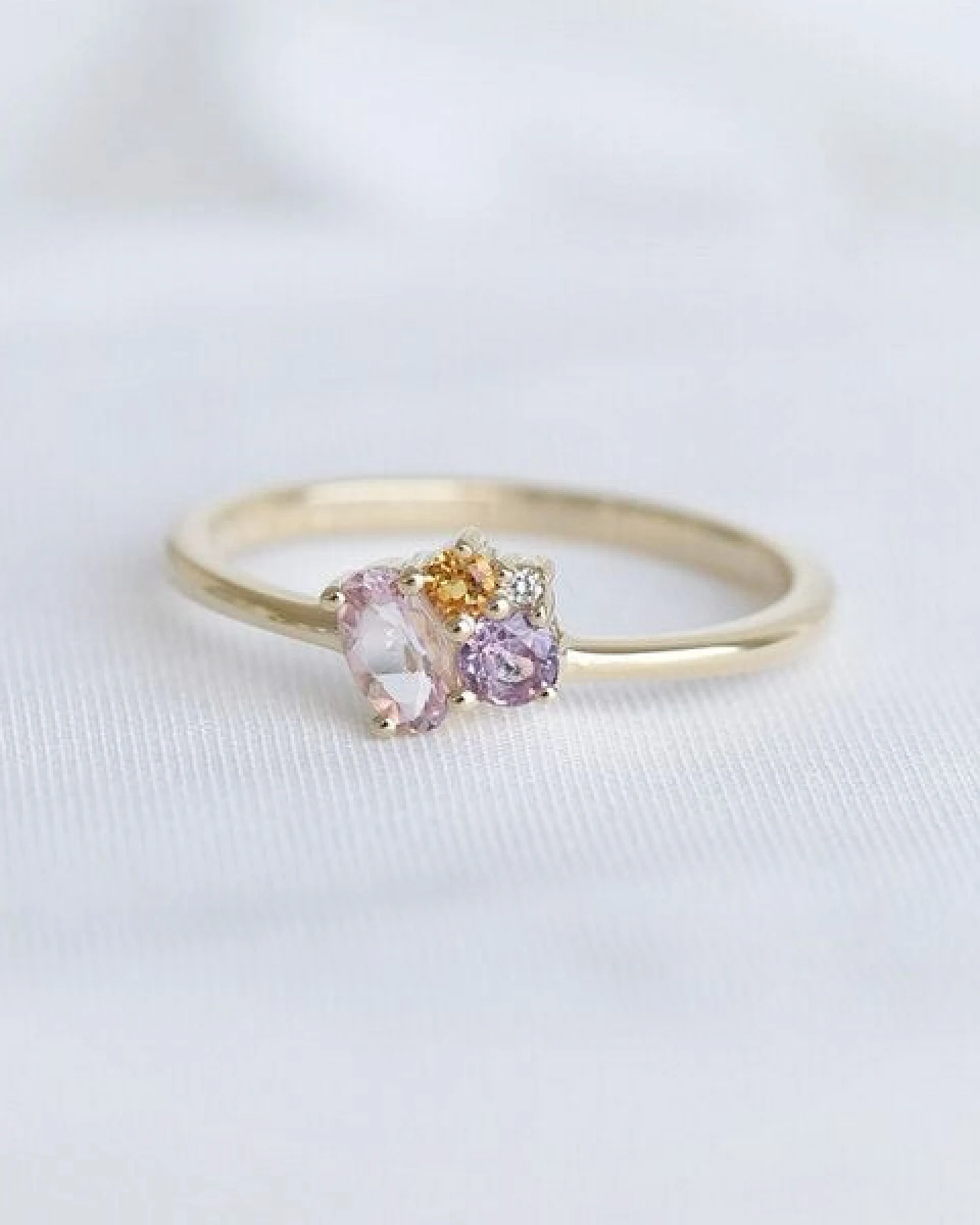 Eppi Cluster-Ring mit Morganit, Saphir, Citrin und Diamant Bluma – Ansicht 2