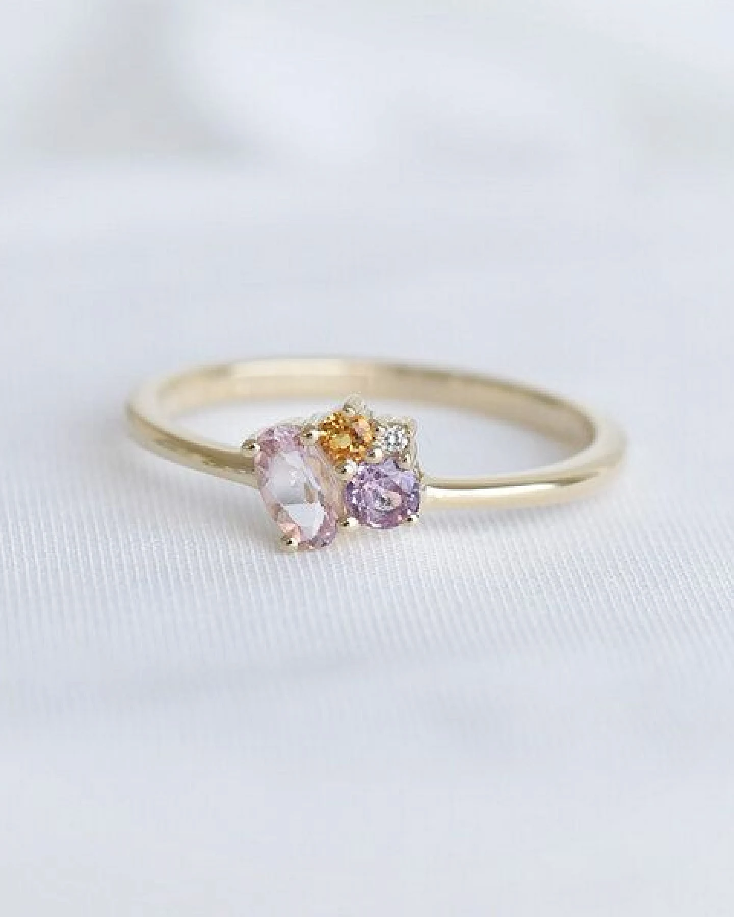 Eppi Cluster-Ring mit Morganit, Saphir, Citrin und Diamant Bluma – Ansicht 2