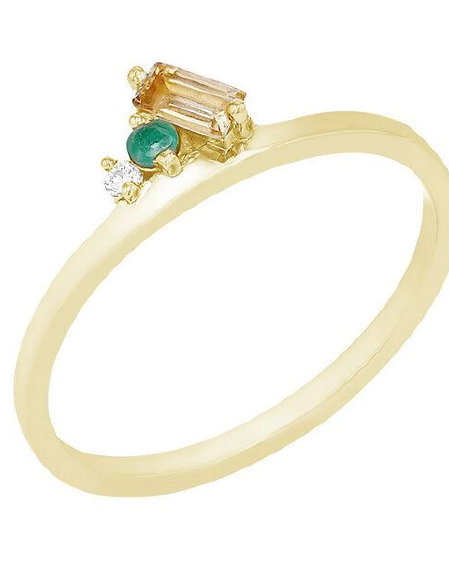 Eppi Cluster-Ring aus Gold mit Citrin, Smaragd und einem Diamanten Dalit – Ansicht 3