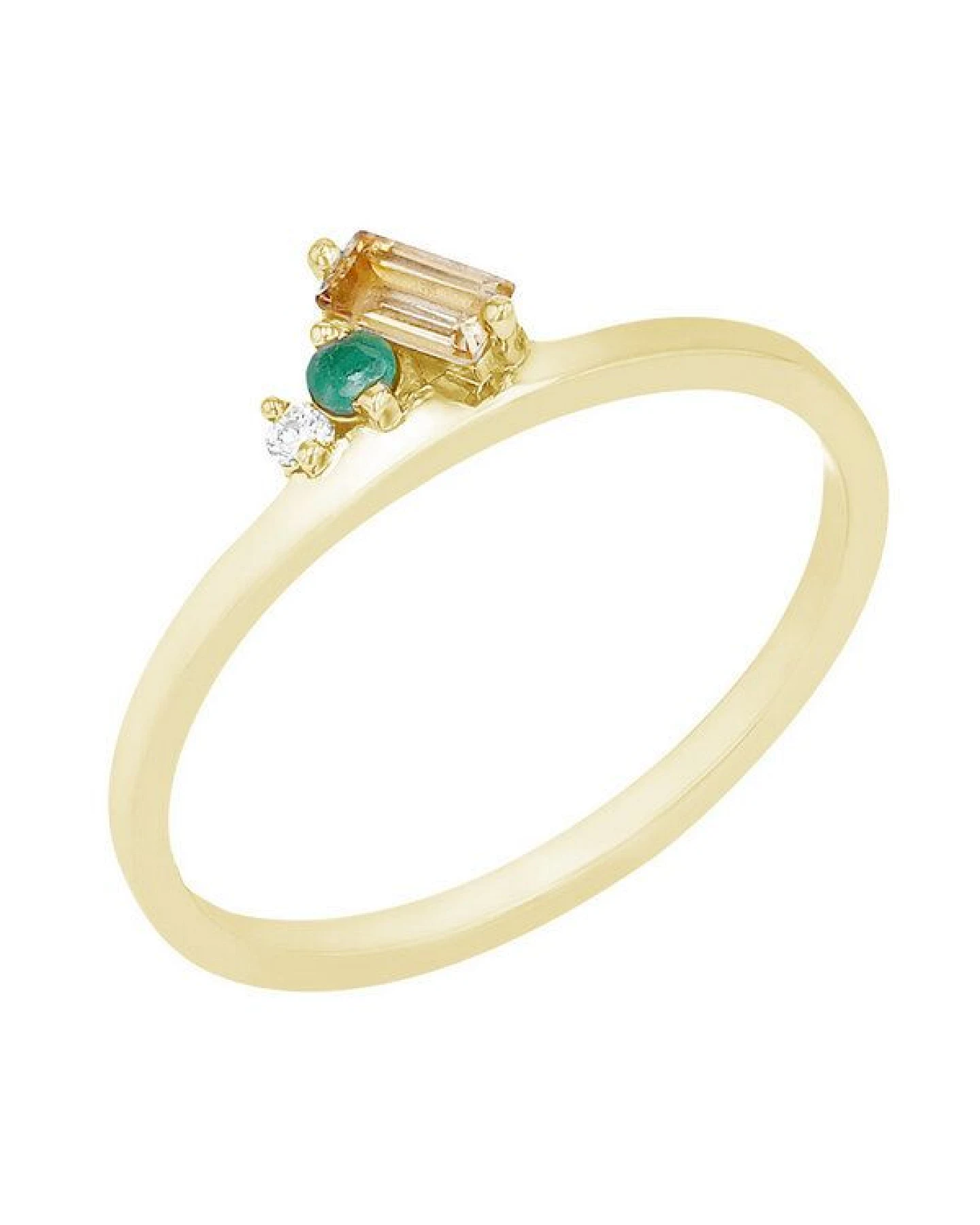 Eppi Cluster-Ring aus Gold mit Citrin, Smaragd und einem Diamanten Dalit – Ansicht 3