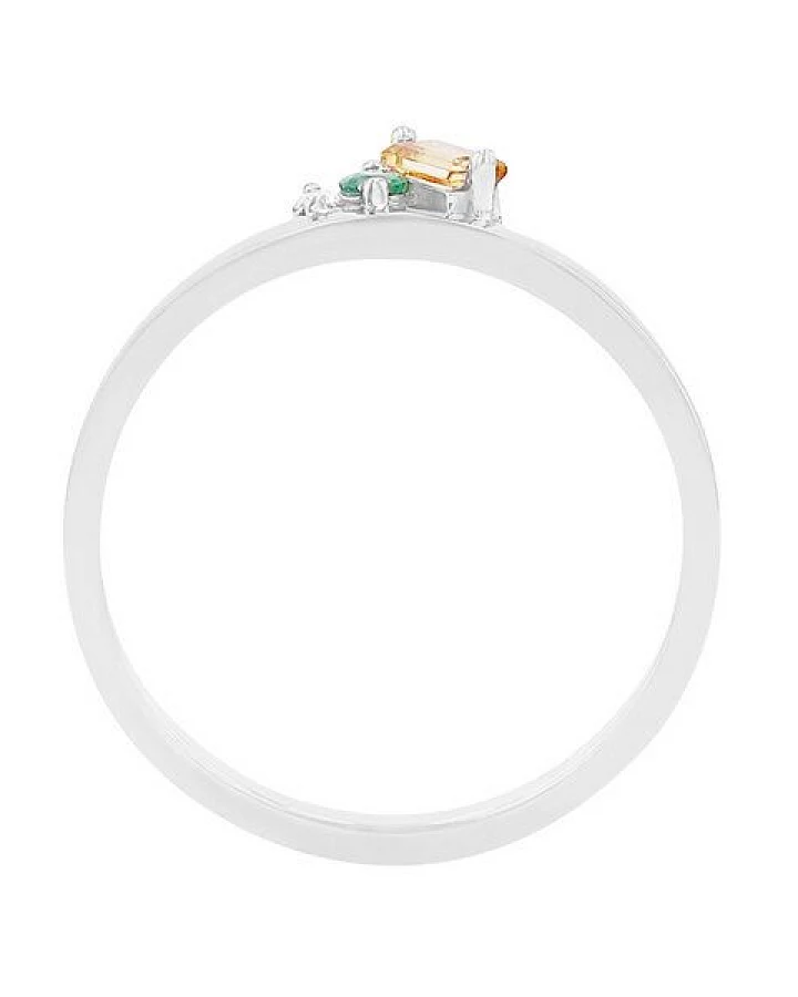 Eppi Cluster-Ring aus Gold mit Citrin, Smaragd und einem Diamanten Dalit