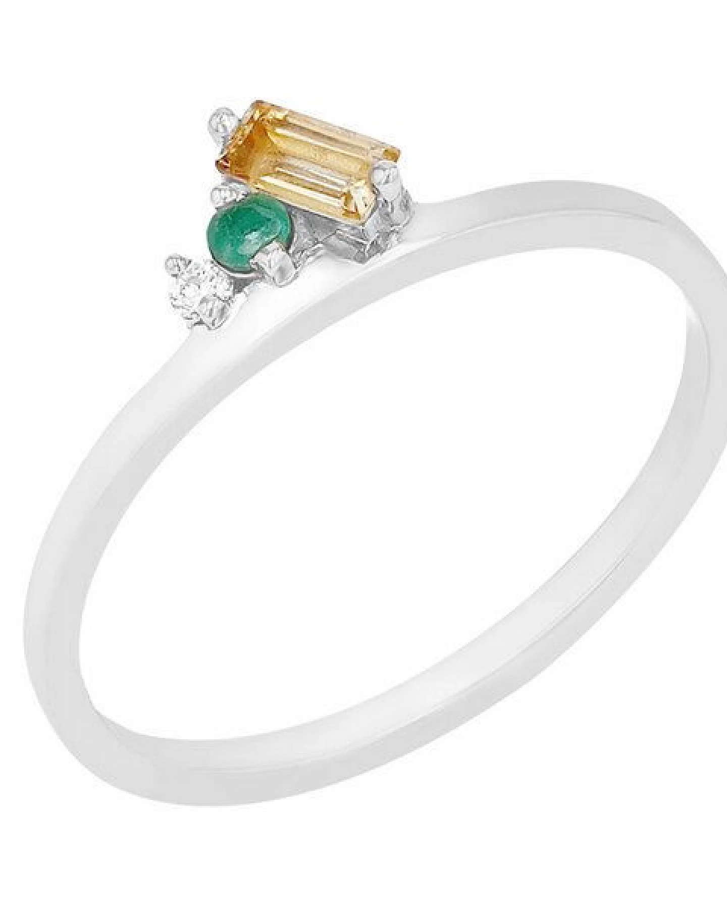 Eppi Cluster-Ring aus Gold mit Citrin, Smaragd und einem Diamanten Dalit – Ansicht 3