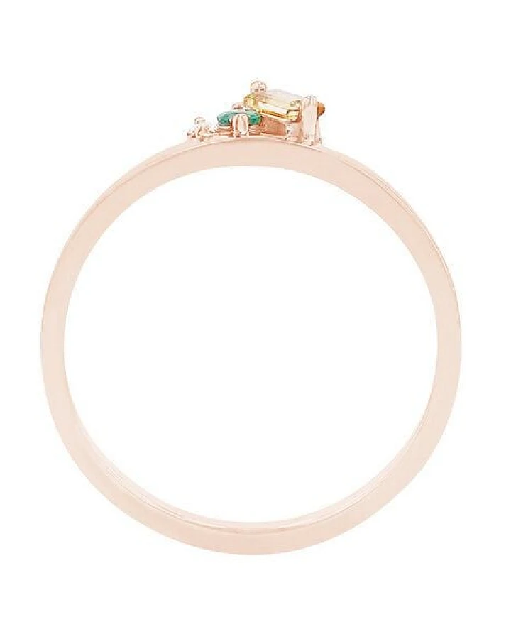 Eppi Cluster-Ring aus Gold mit Citrin, Smaragd und einem Diamanten Dalit