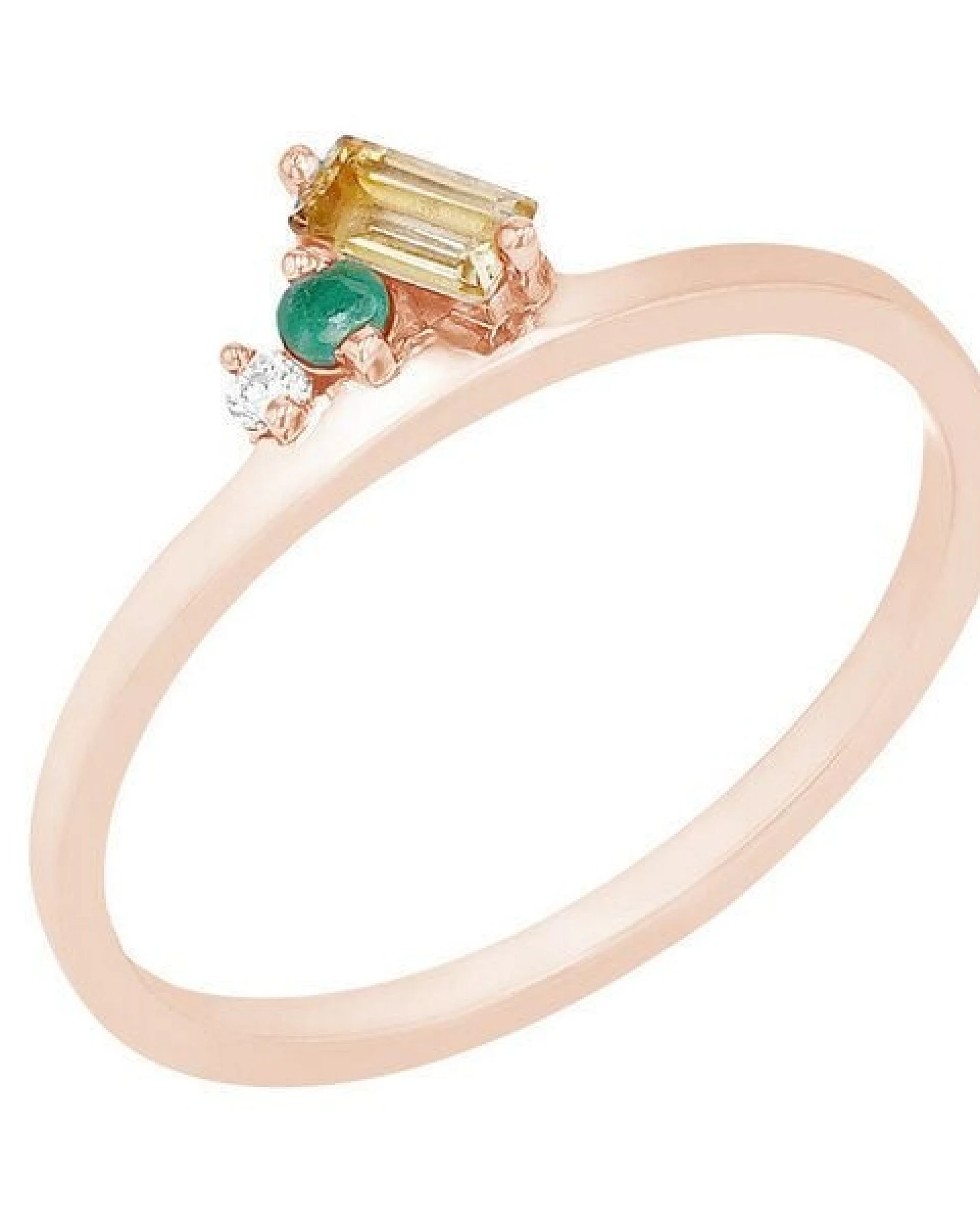 Eppi Cluster-Ring aus Gold mit Citrin, Smaragd und einem Diamanten Dalit – Ansicht 3