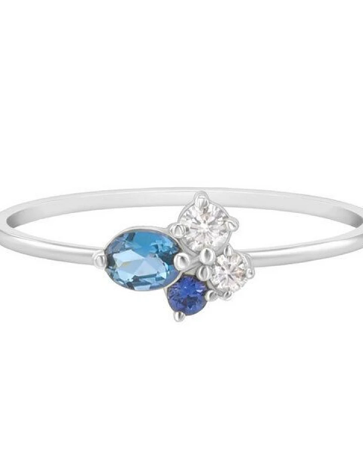 Eppi Goldener Cluster-Ring mit Topas, Saphir und Moissanit Avah