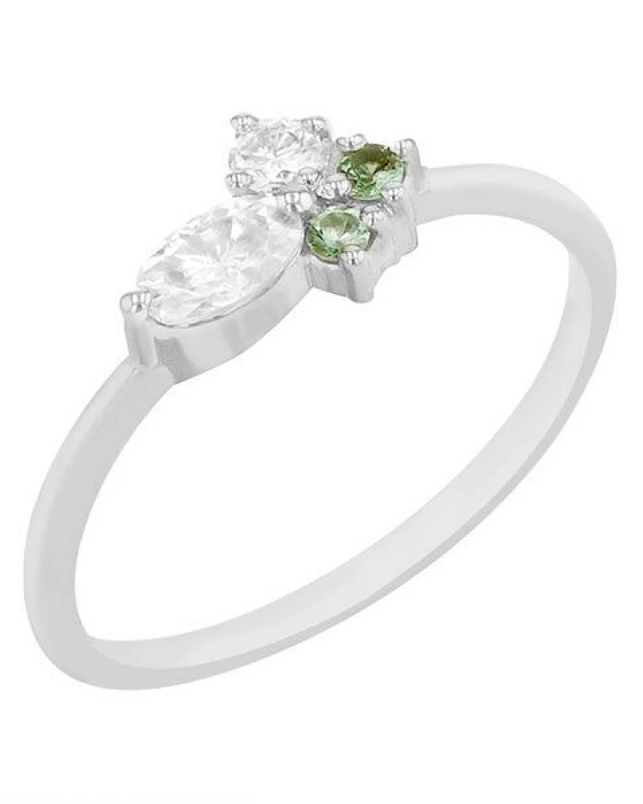 Eppi Zarter Ring mit Moissaniten und Tsavorit-Granaten Lowri