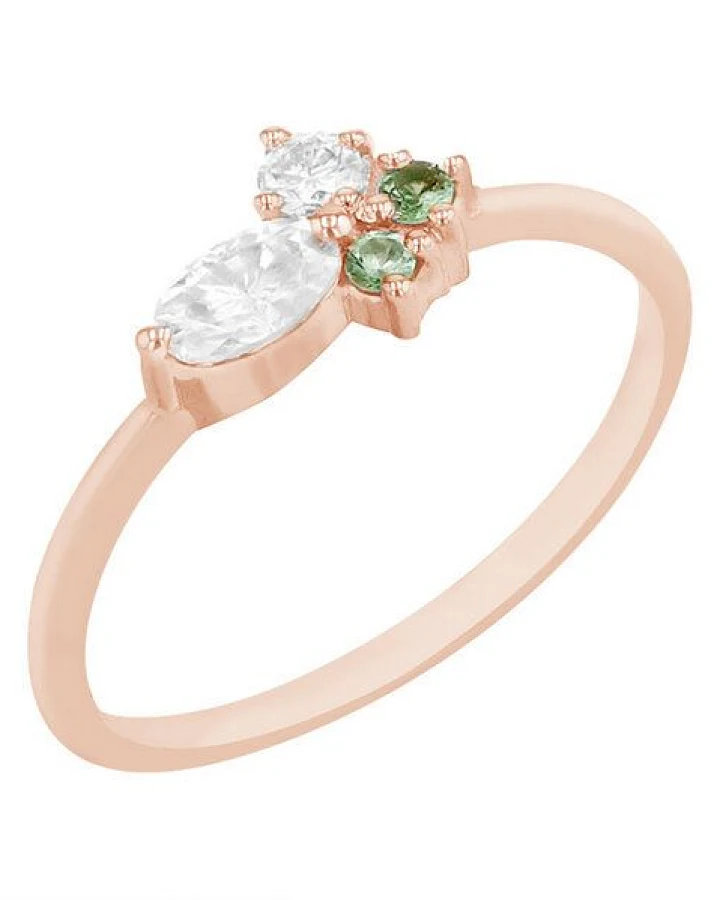 Eppi Zarter Ring mit Moissaniten und Tsavorit-Granaten Lowri