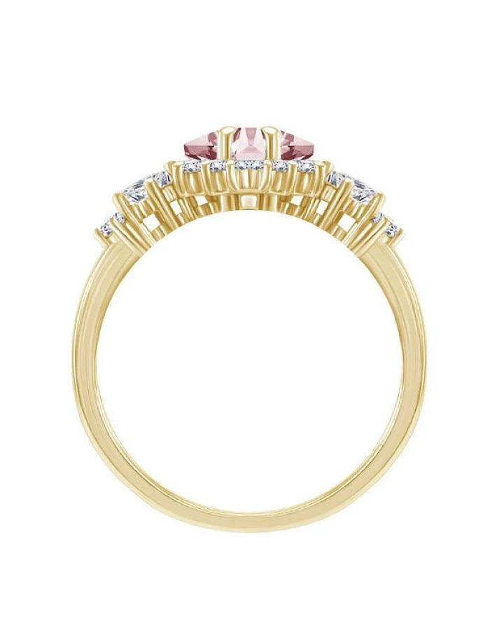 Eppi Goldener Ring mit Princess Morganit und Moissaniten Medrie