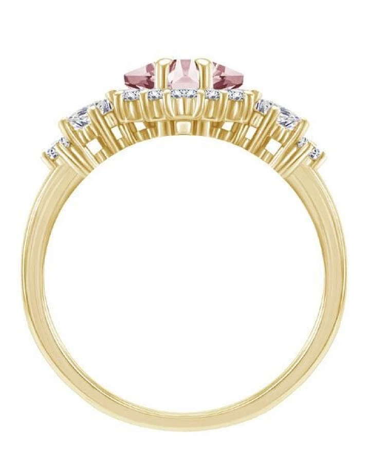 Eppi Goldener Ring mit Princess Morganit und Moissaniten Medrie