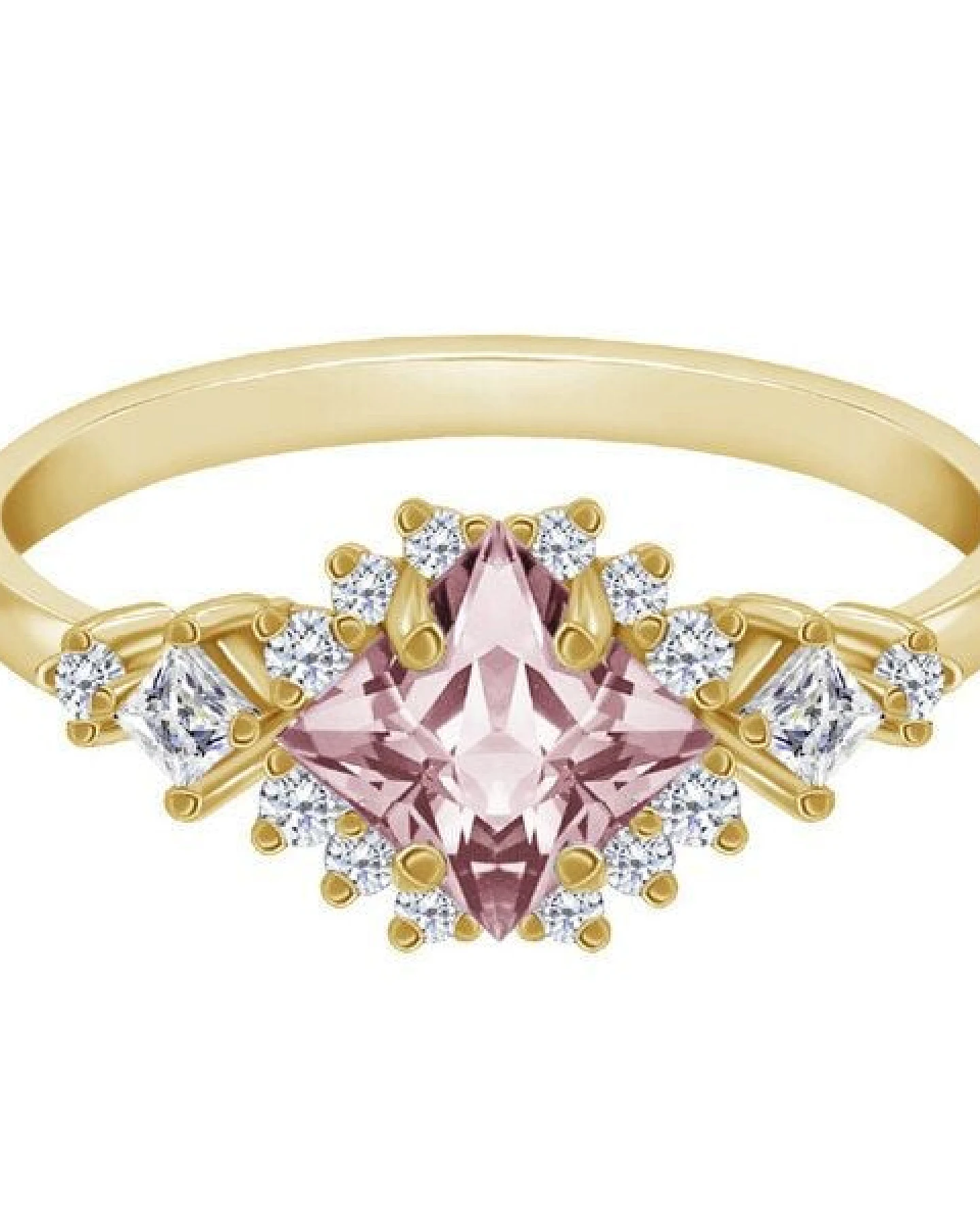 Eppi Goldener Ring mit Princess Morganit und Moissaniten Medrie – Ansicht 3