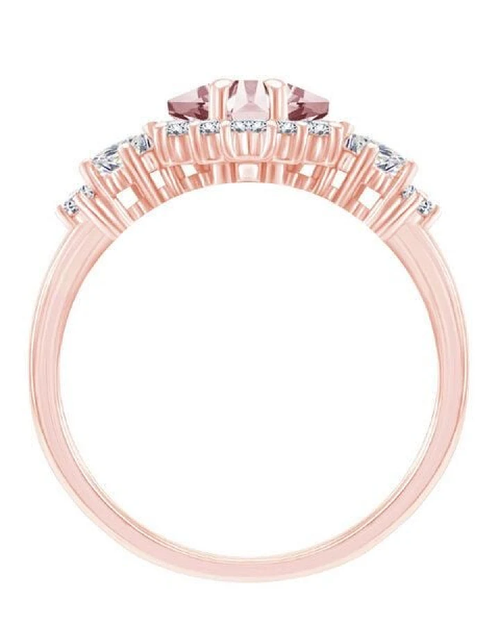Eppi Goldener Ring mit Princess Morganit und Moissaniten Medrie