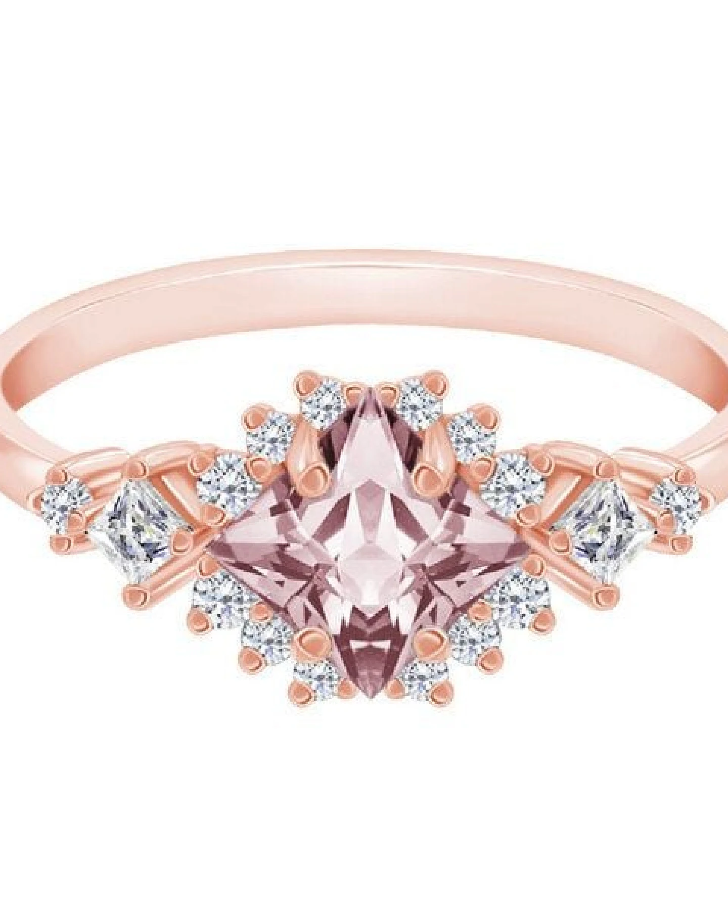 Eppi Goldener Ring mit Princess Morganit und Moissaniten Medrie – Ansicht 3