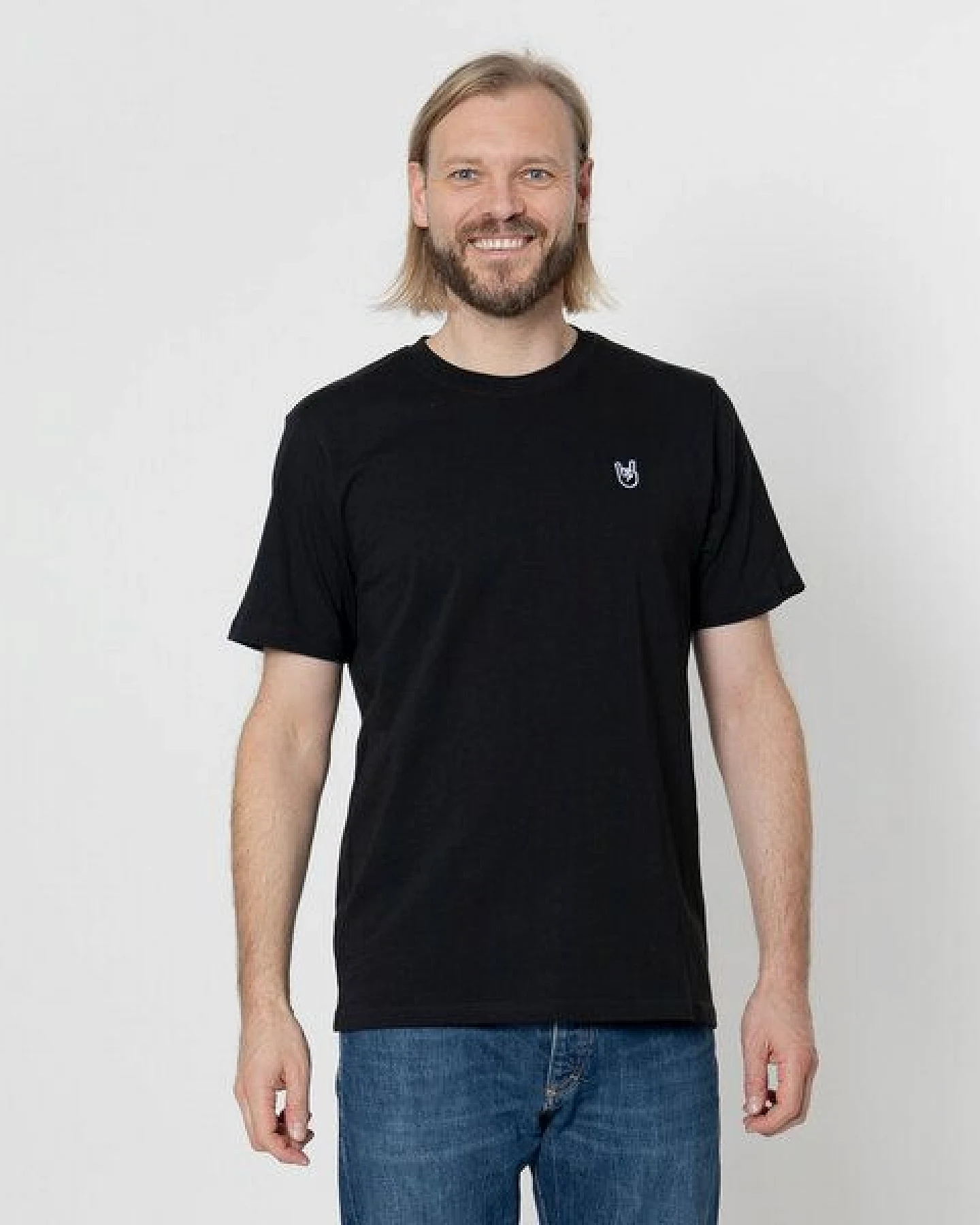 Fyngers Unisex T-Shirt aus Biobaumwolle - Modell ROCK´n´ROLL mit gestickter Veredelung – Ansicht 3