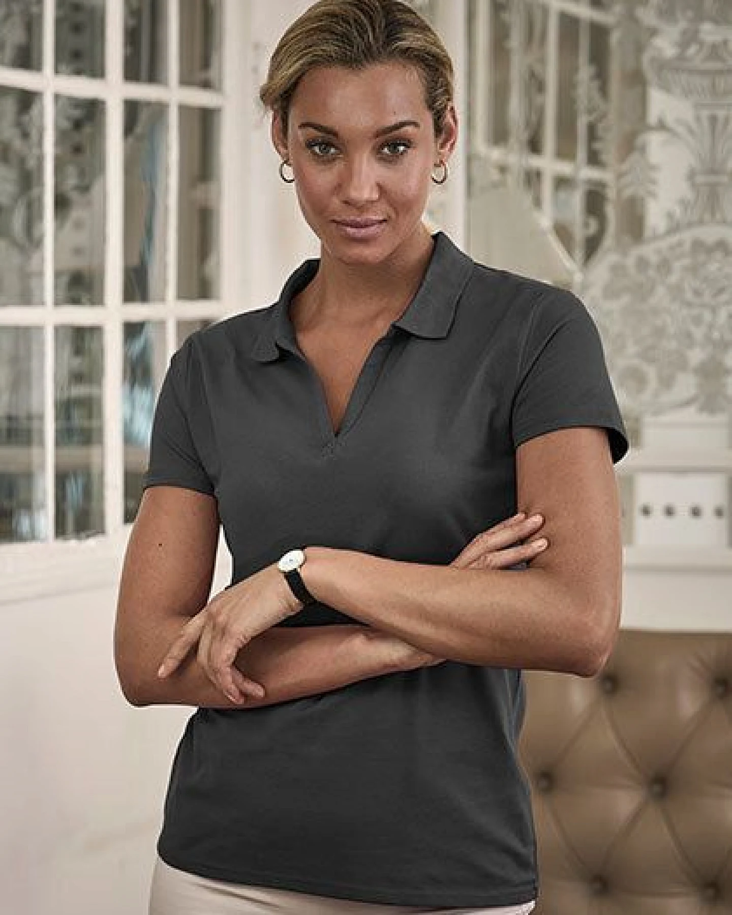 TeeJays Damen Stretch Polo Shirt Kurzarm Bio - Baumwolle – Ansicht 2