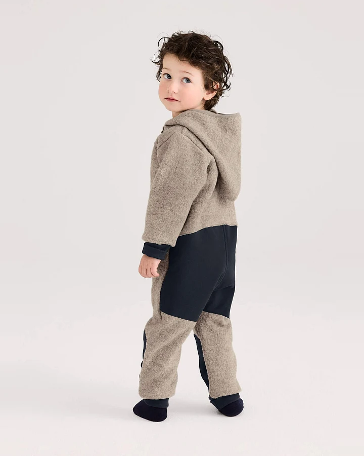 hessnatur Baby Wollwalk Overall aus Bio-Merinowolle mit Softshell - grau - Größe 74/80