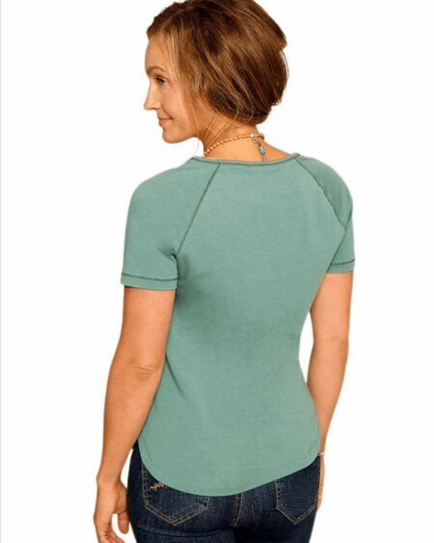 The Spirit of OM Yoga Shirt Raglan grün – Ansicht 3