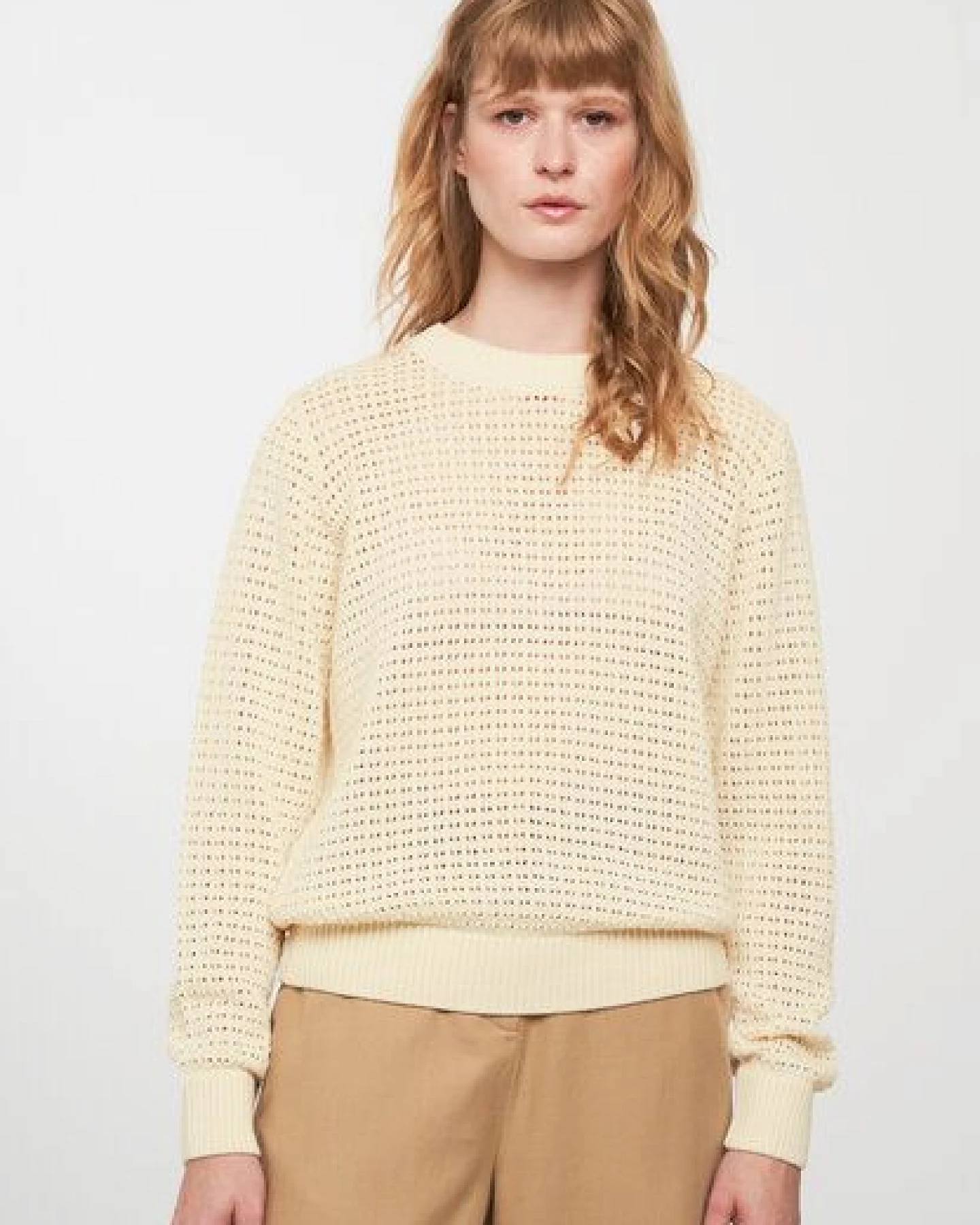 Damen Lochstrickpullover aus Baumwolle (Bio) – Ansicht 4