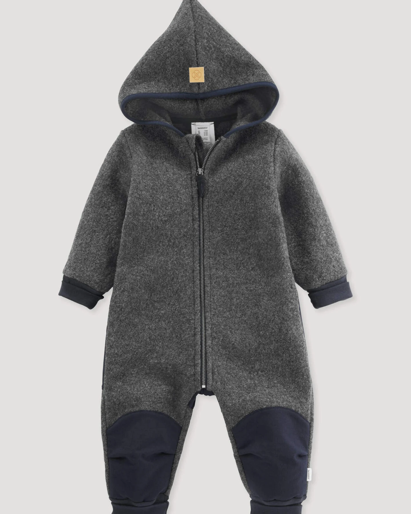 hessnatur Baby Wollwalk Overall aus Bio-Merinowolle mit Softshell - grau - Größe 74/80 – Ansicht 2