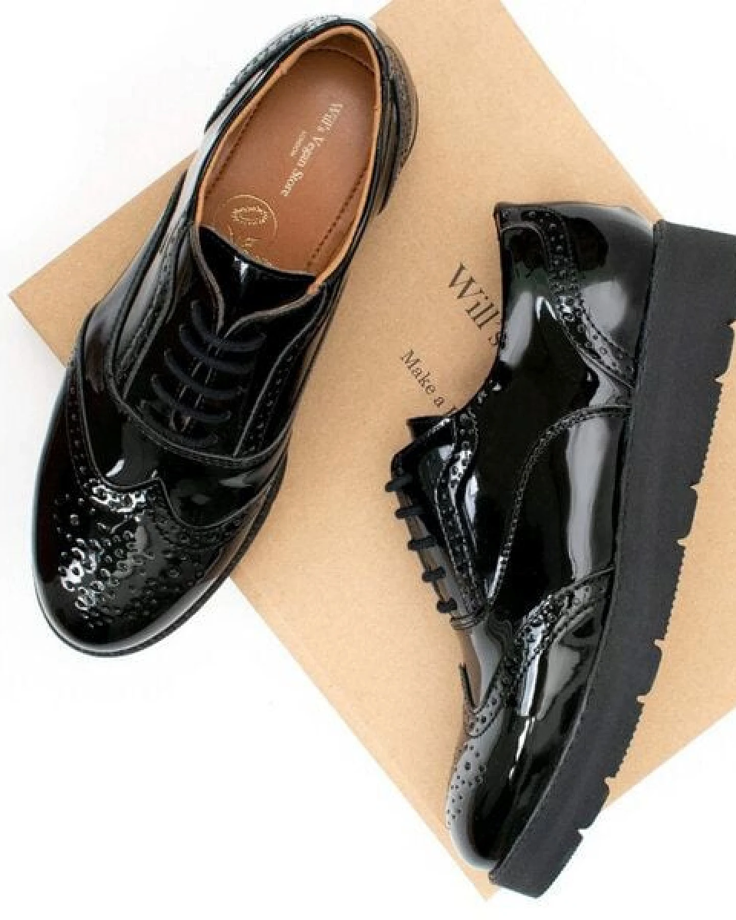 Will's Vegan Shop Flatform Brogues aus veganem, italienischen Leder – Ansicht 4