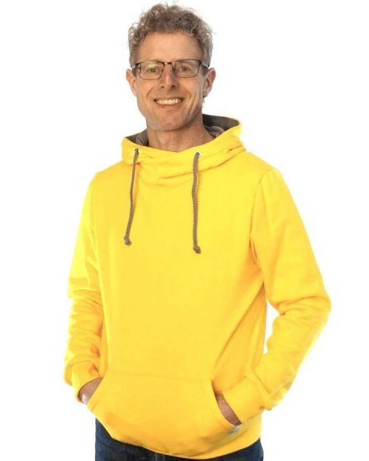 WASNI Hoodie mit Schalkragen, made in Esslingen aus 100% Biobaumwolle