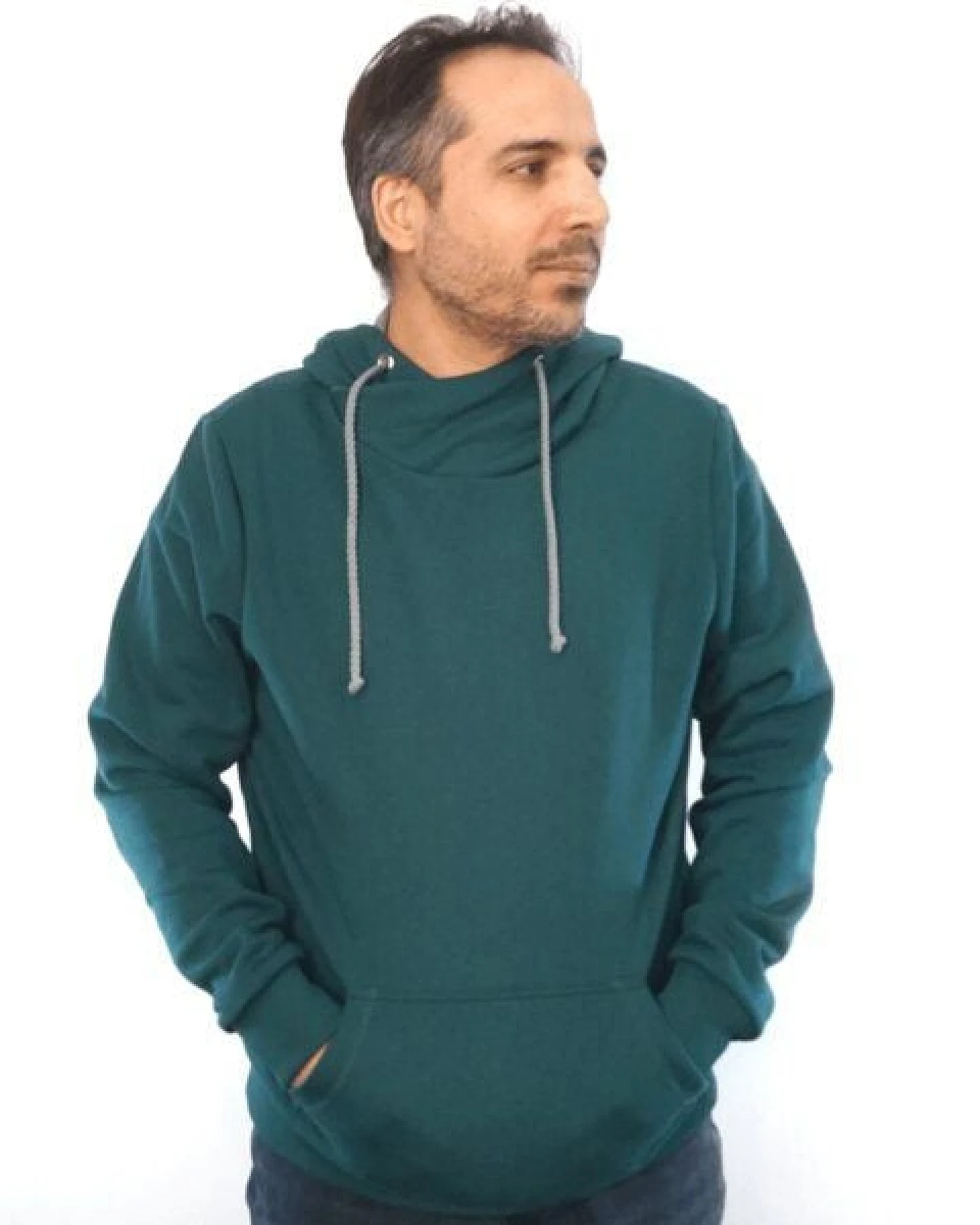 WASNI Hoodie mit Schalkragen, made in Esslingen aus 100% Biobaumwolle – Ansicht 3
