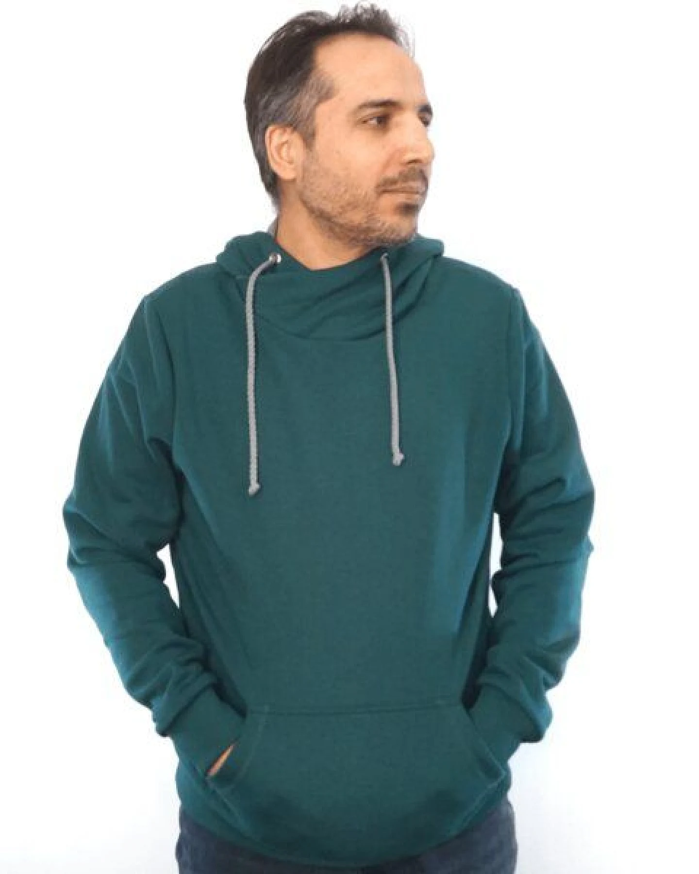 WASNI Hoodie mit Schalkragen, made in Esslingen aus 100% Biobaumwolle – Ansicht 3