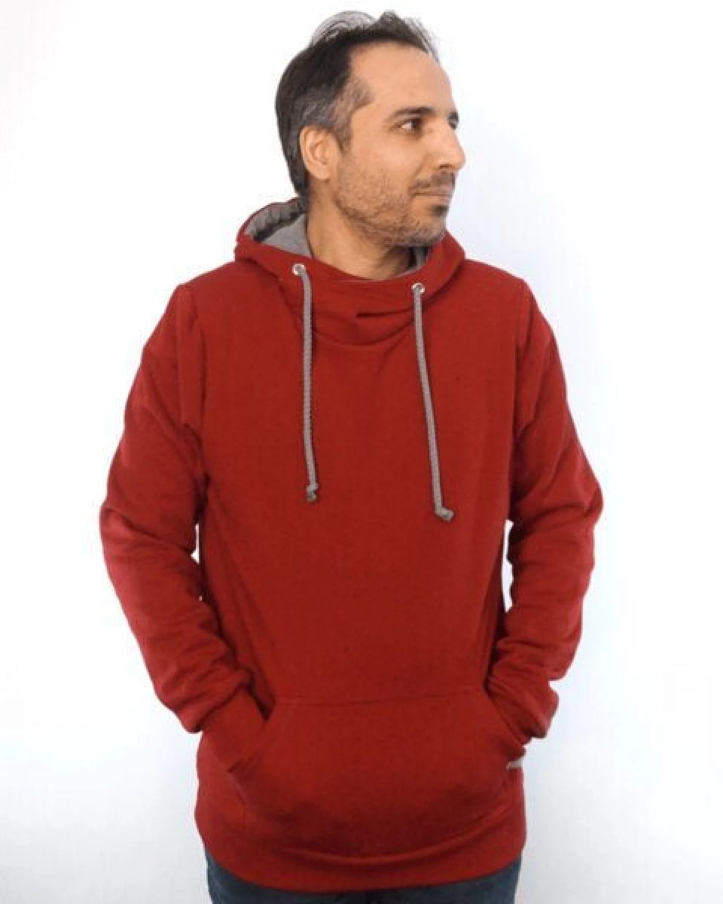 WASNI Hoodie mit Schalkragen, made in Esslingen aus 100% Biobaumwolle – Ansicht 3