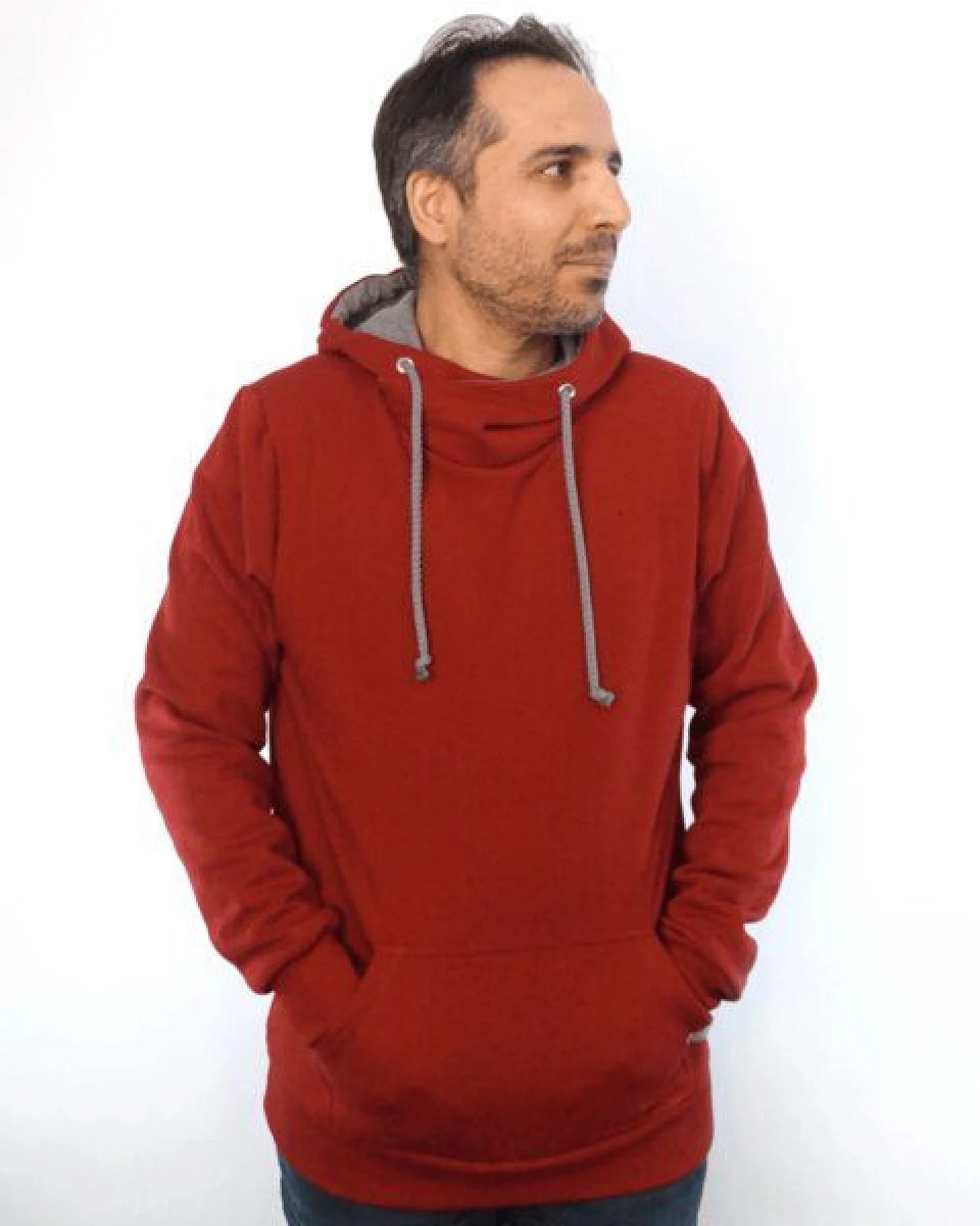 WASNI Hoodie mit Schalkragen, made in Esslingen aus 100% Biobaumwolle – Ansicht 3
