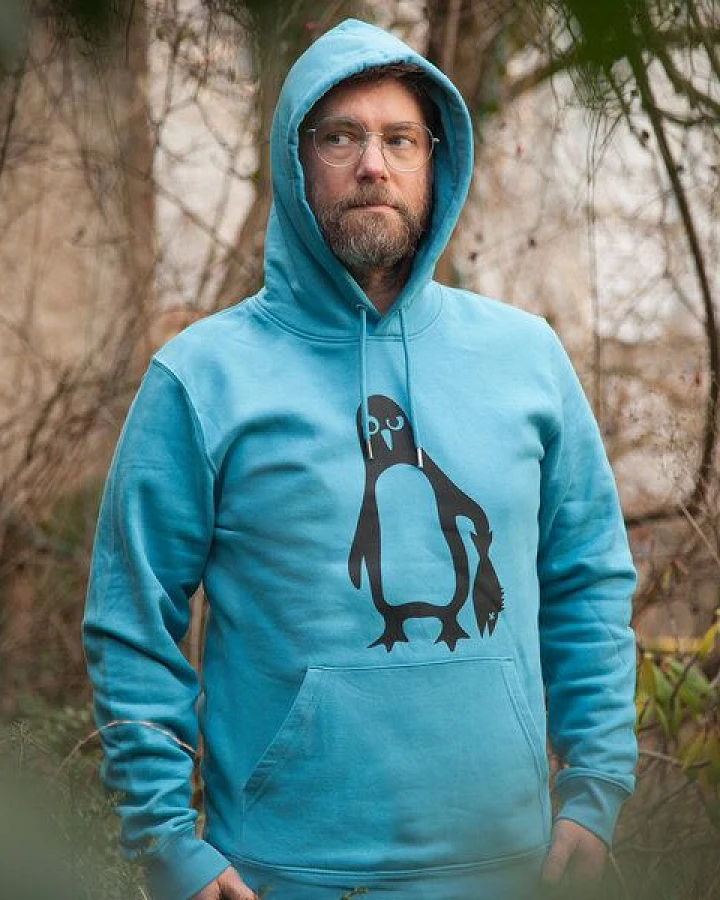 päfjes Pinguin Paul - Fair Wear Bio Unisex Hoodie / Kapuzenpulli - LightAzur