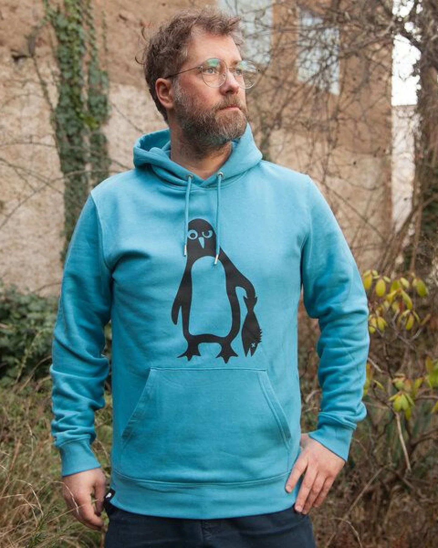 päfjes Pinguin Paul - Fair Wear Bio Unisex Hoodie / Kapuzenpulli - LightAzur – Ansicht 2