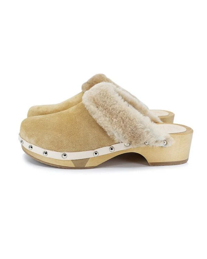 CLARA - flexible Sohle mit kuscheligem Fellrand - Premium Holz Clogs von me&myClogs - low heel