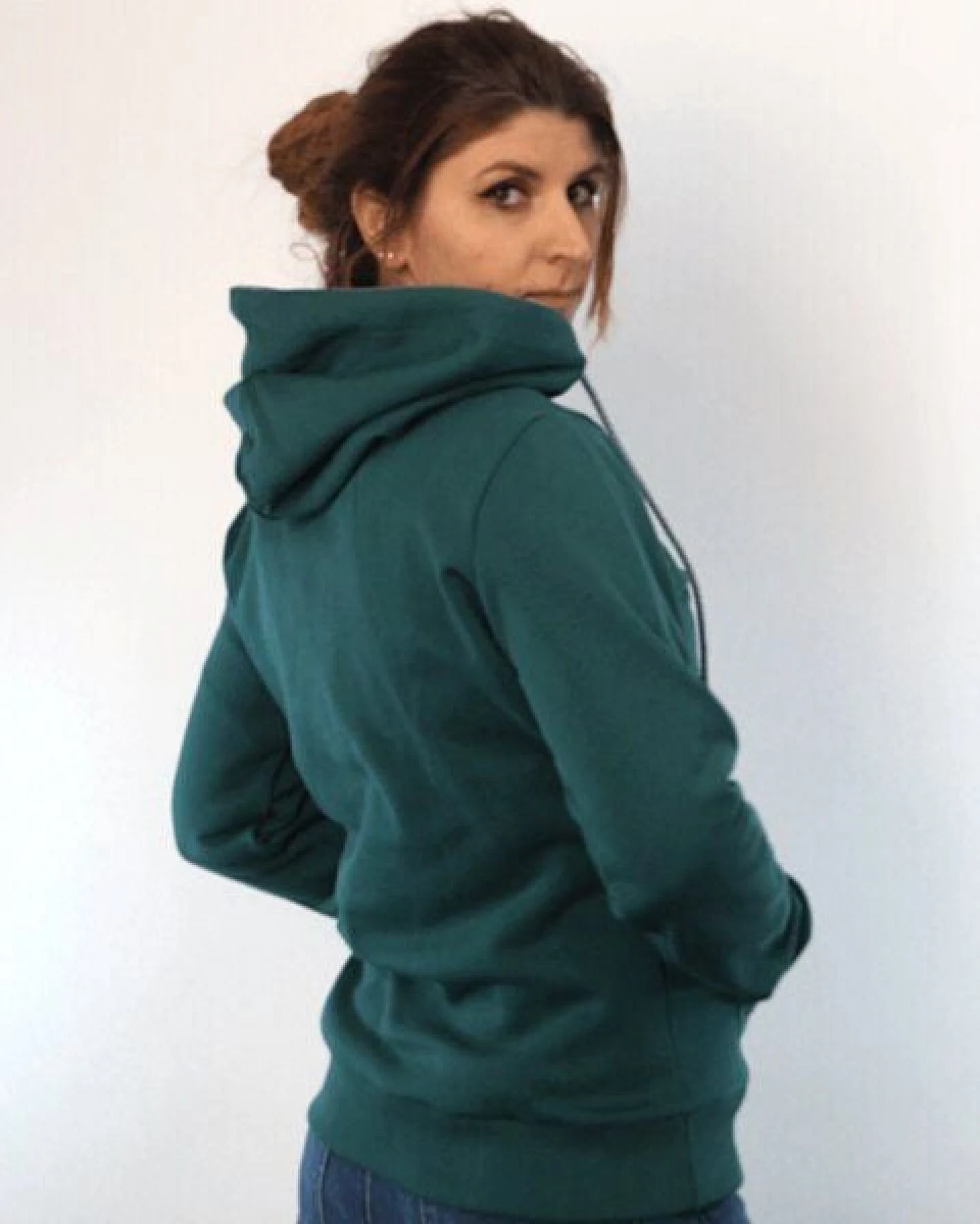 WASNI Frauen-Hoodie mit Schalkragen, made in Esslingen aus 100% Biobaumwolle – Ansicht 3