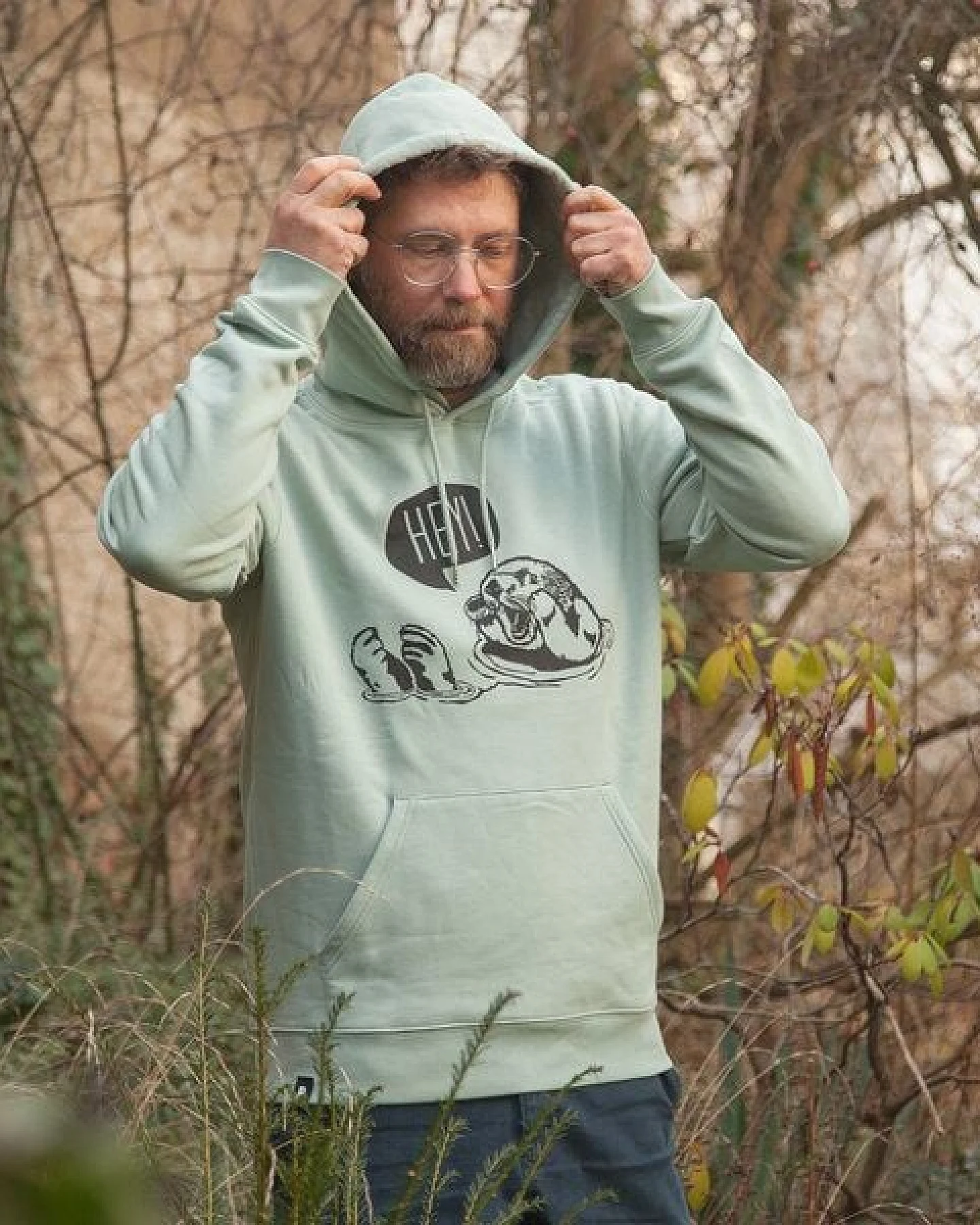 päfjes Hey Oskar Otter - Unisex Fair Wear Hoodie - Aloe – Ansicht 2