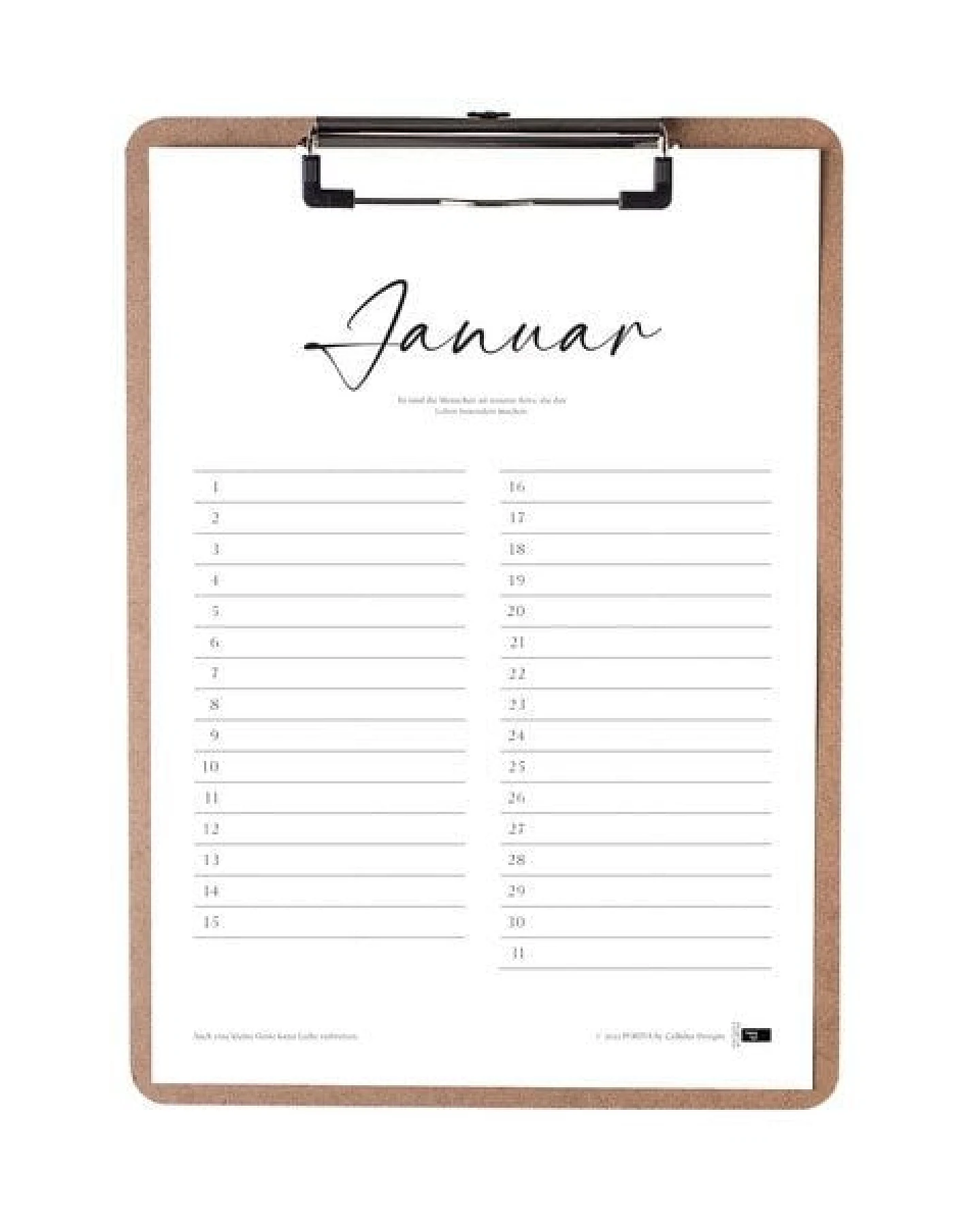 Portia by Callidus Designs 12 Monatskalender mit / ohne Klemmbrett in DIN A4 als immerwährender Kalender – Ansicht 3