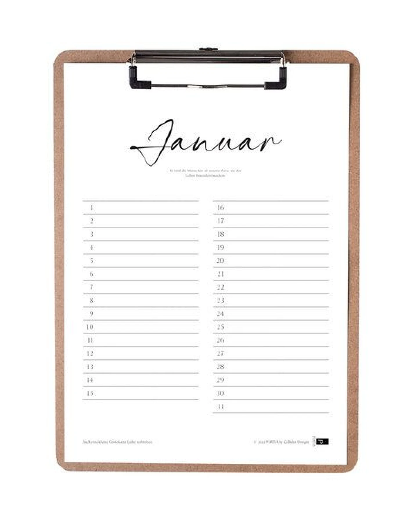Portia by Callidus Designs 12 Monatskalender mit / ohne Klemmbrett in DIN A4 als immerwährender Kalender – Ansicht 3
