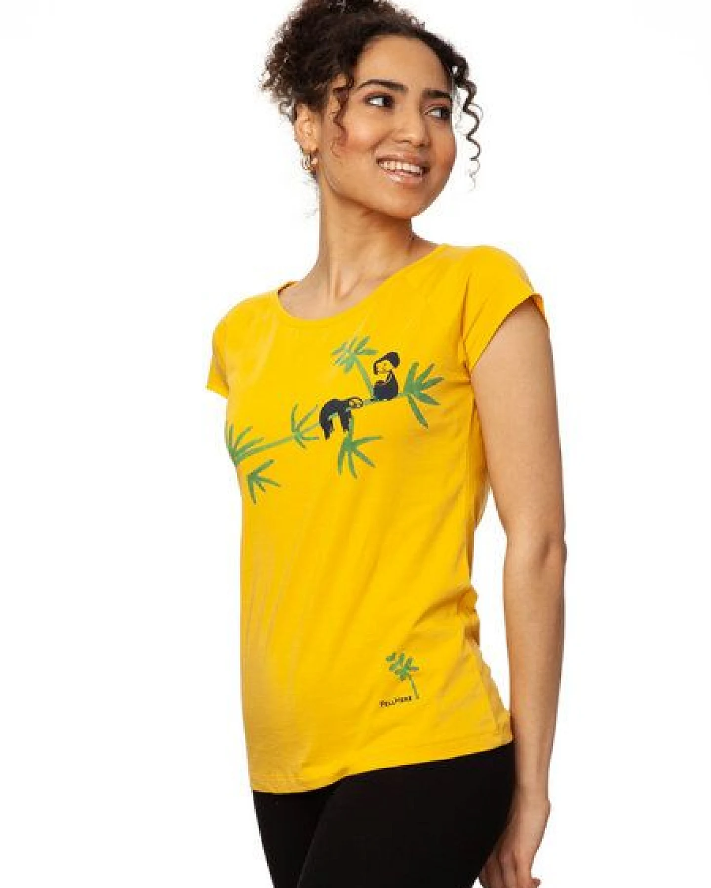 FellHerz Damen T-Shirt Faultier sunshine gelb aus 100% Biobaumwolle – Ansicht 4