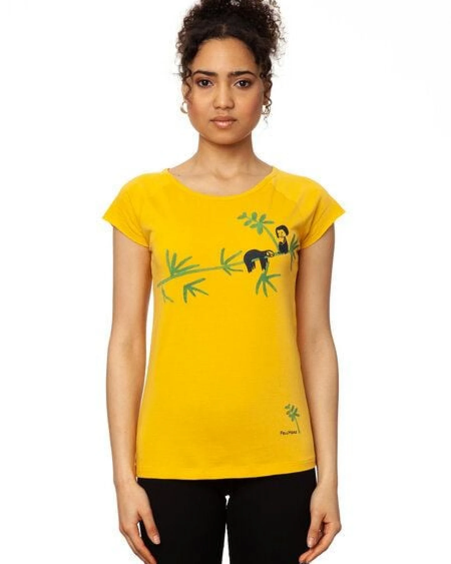 FellHerz Damen T-Shirt Faultier sunshine gelb aus 100% Biobaumwolle – Ansicht 3