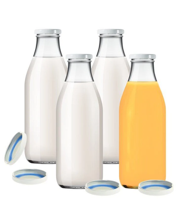 mikken 4er Set Milchflasche 1000 ml Saftflasche mit Ersatzdeckel Blueseal