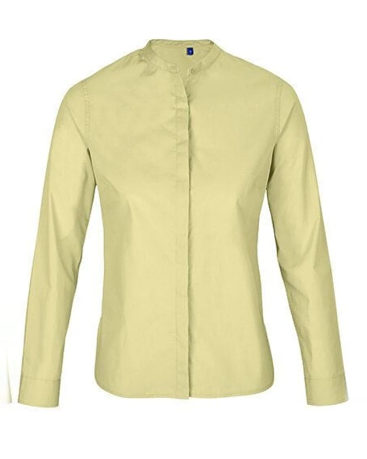 NEOBLU Damen Bluse Langarm Business verdeckte Knopfleiste Mandarinkragen