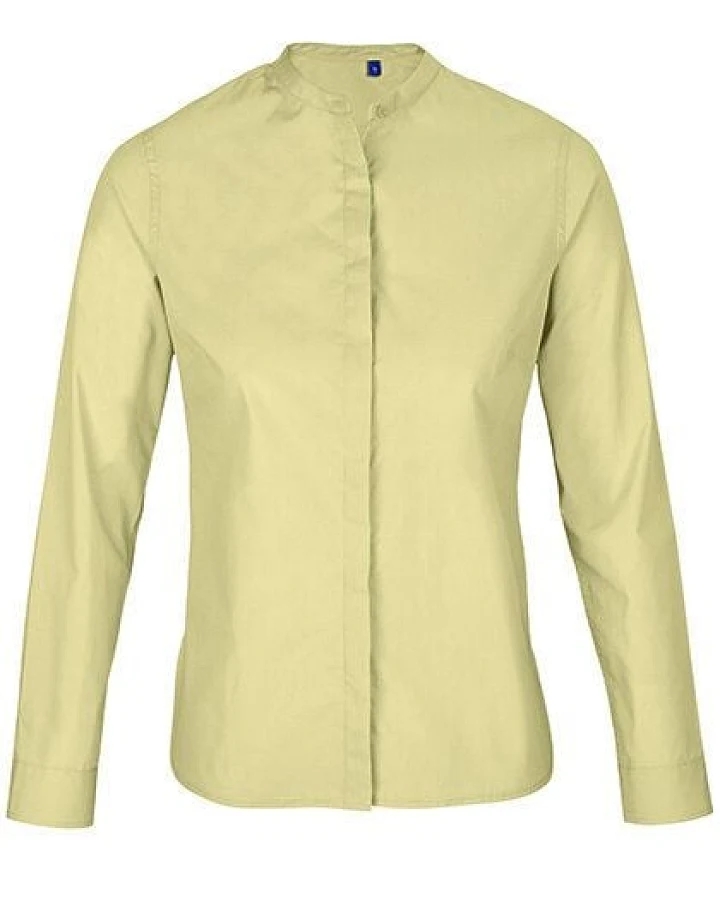 NEOBLU Damen Bluse Langarm Business verdeckte Knopfleiste Mandarinkragen