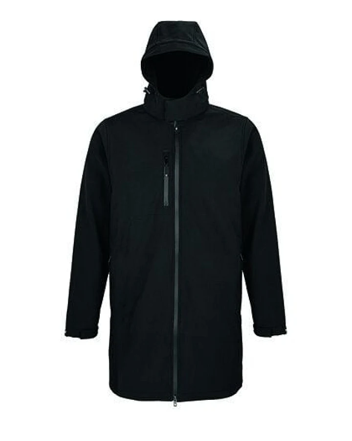 NEOBLU Unisex Softshellmantel lange Jacke Wasserdicht mit abnehmbare Kapuze Fleecefutter innen