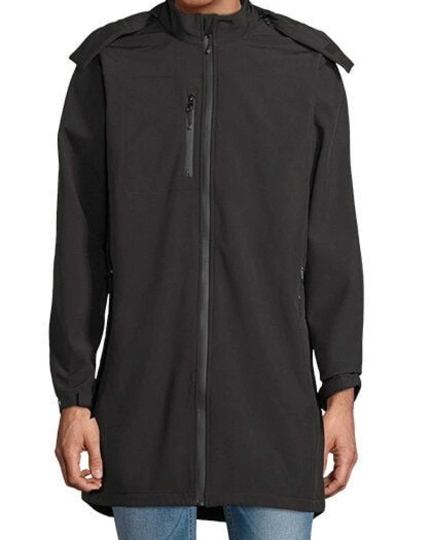 NEOBLU Unisex Softshellmantel lange Jacke Wasserdicht mit abnehmbare Kapuze Fleecefutter innen – Ansicht 2