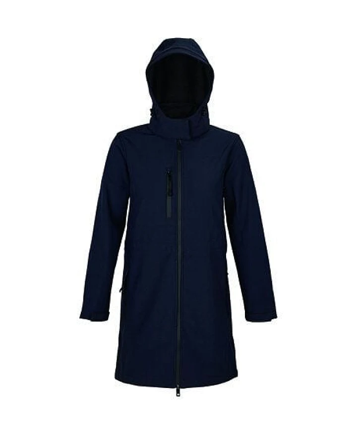 NEOBLU Softshell Damenmantel Lange Jacke mit abnehmbarer Kapuze Wasserdicht Fleece Innenfutter
