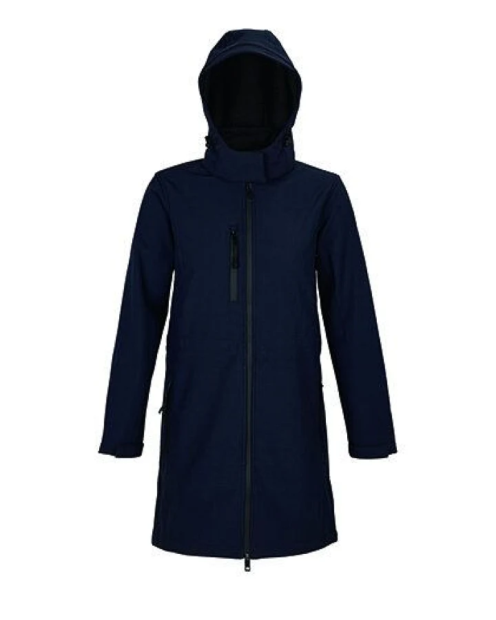 NEOBLU Softshell Damenmantel Lange Jacke mit abnehmbarer Kapuze Wasserdicht Fleece Innenfutter