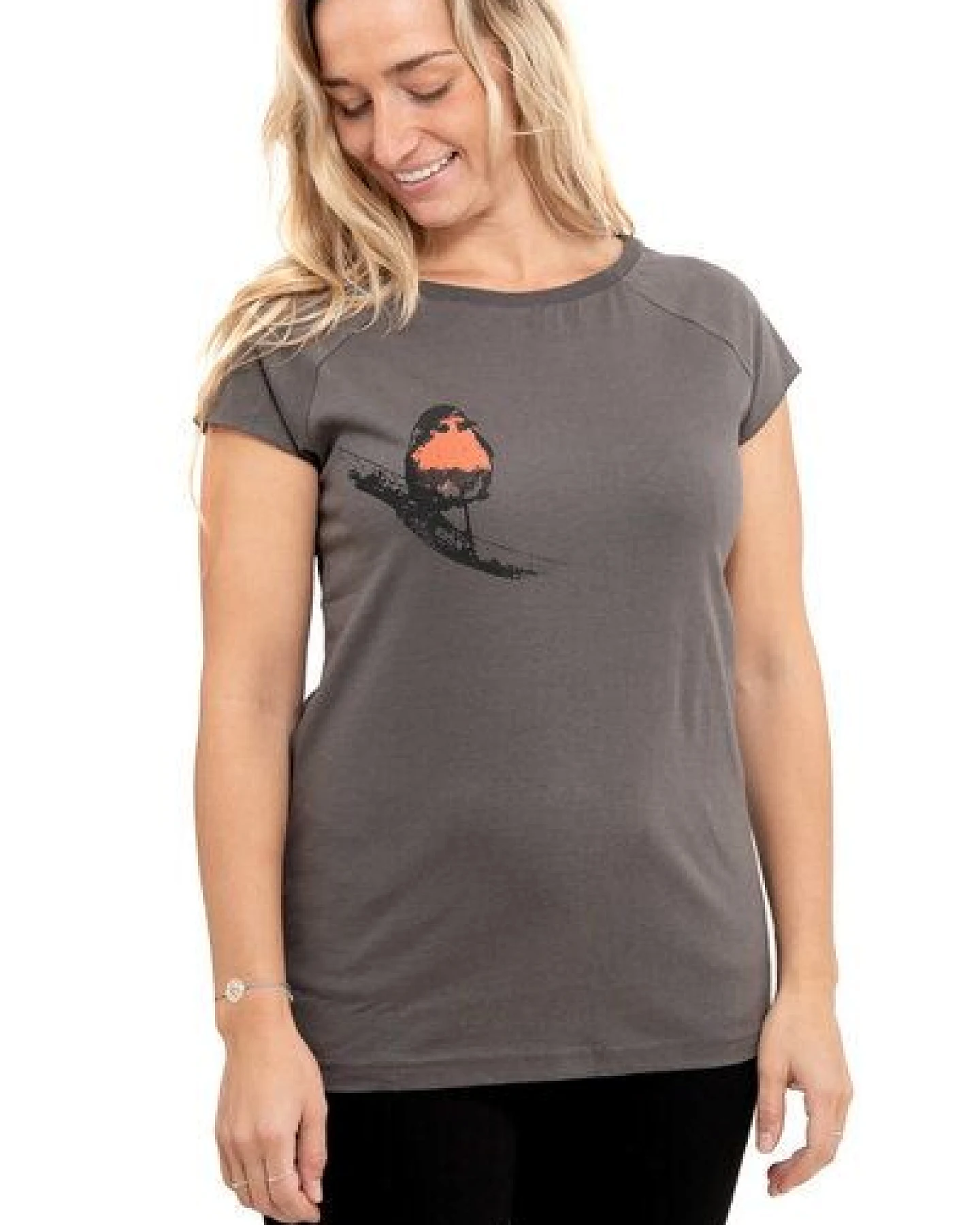 Hirschkind Fair-Trade-Frauenshirt mit Raglanärmeln "Rotkehlchen" - Made in Kenia - grau – Ansicht 2