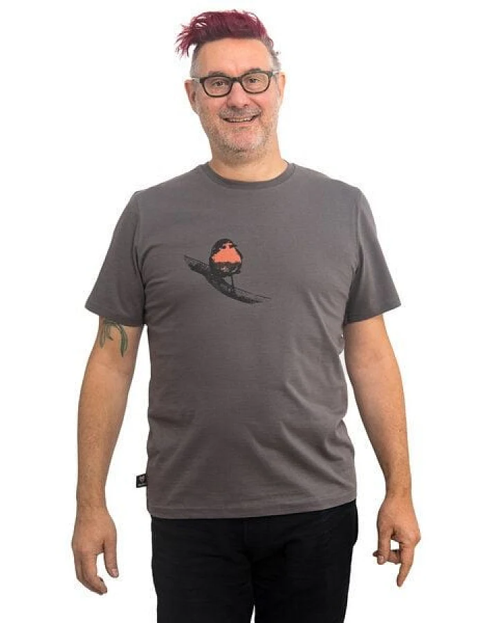 Hirschkind Fair-Trade-Männershirt "Rotkehlchen" - Made in Kenia - dunkelgrau