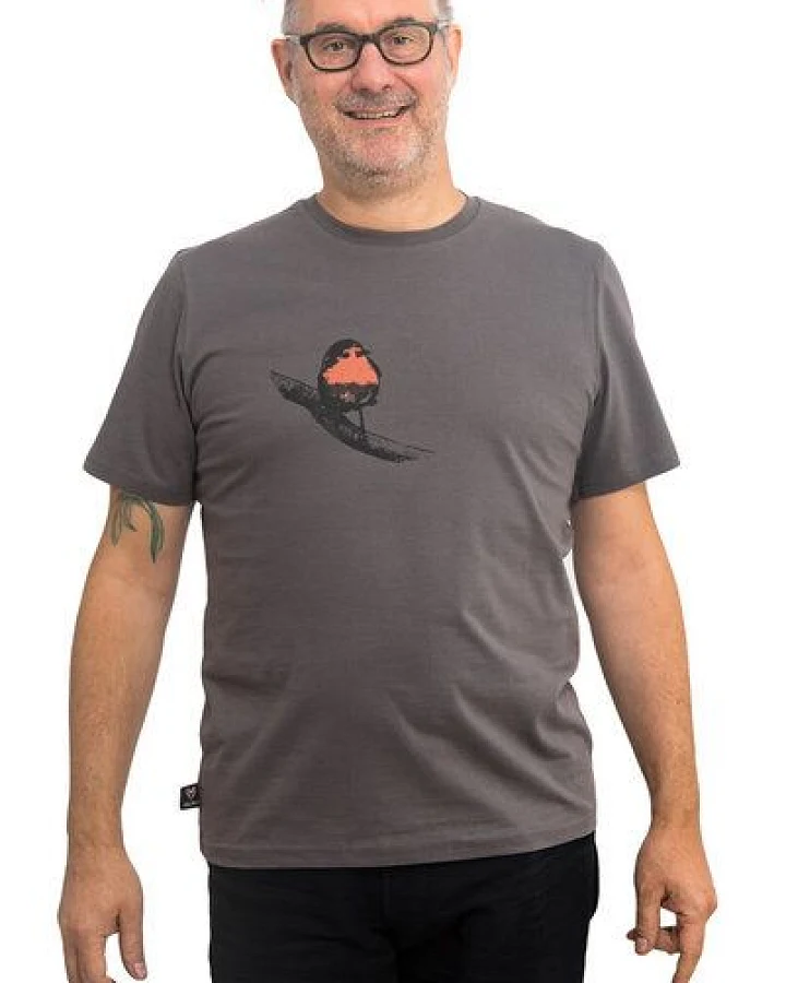 Hirschkind Fair-Trade-Männershirt "Rotkehlchen" - Made in Kenia - dunkelgrau