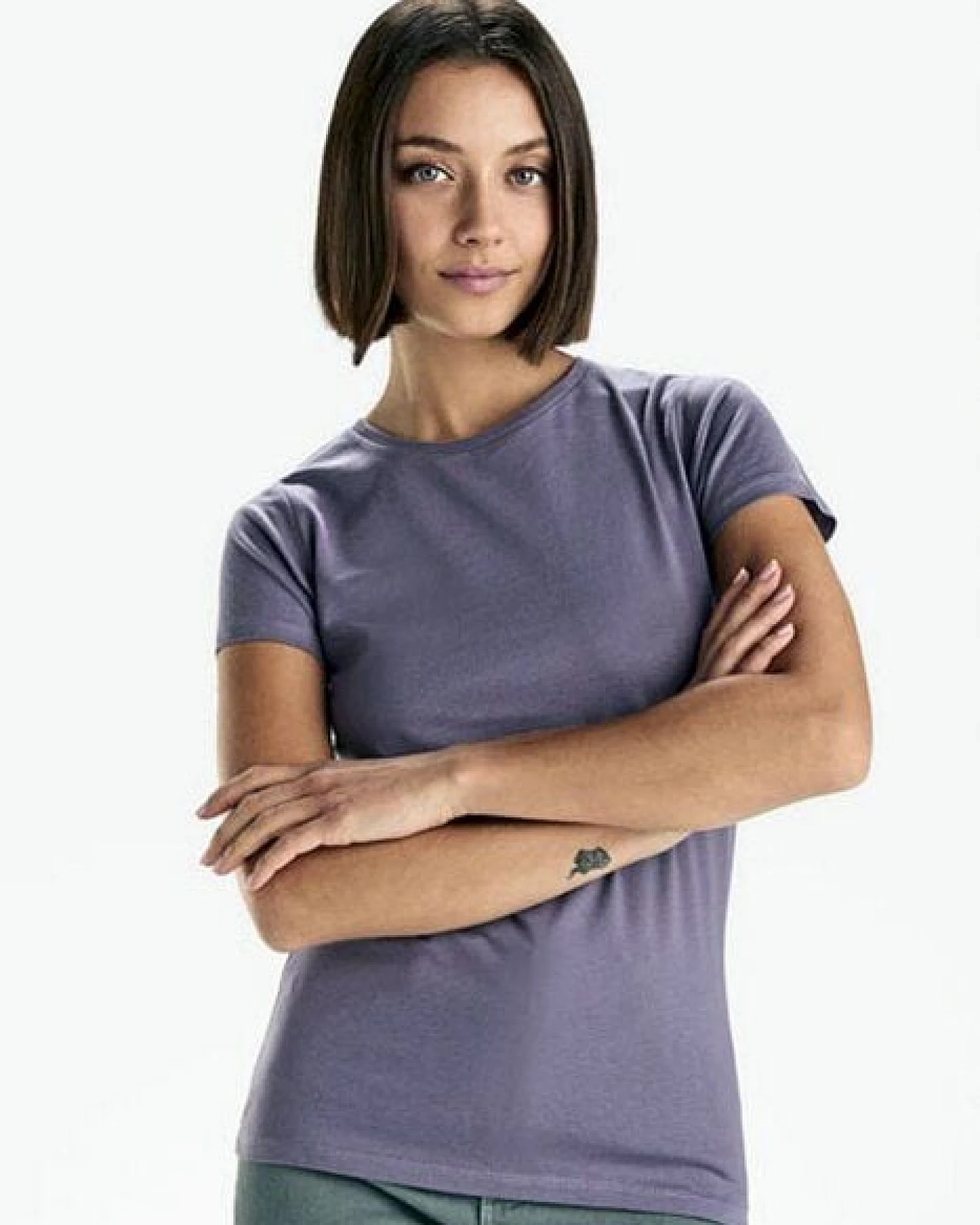 Roly Eco Damen T-Shirt Breda Rundhals enger geschnitten Körpernah Bodyfit – Ansicht 2