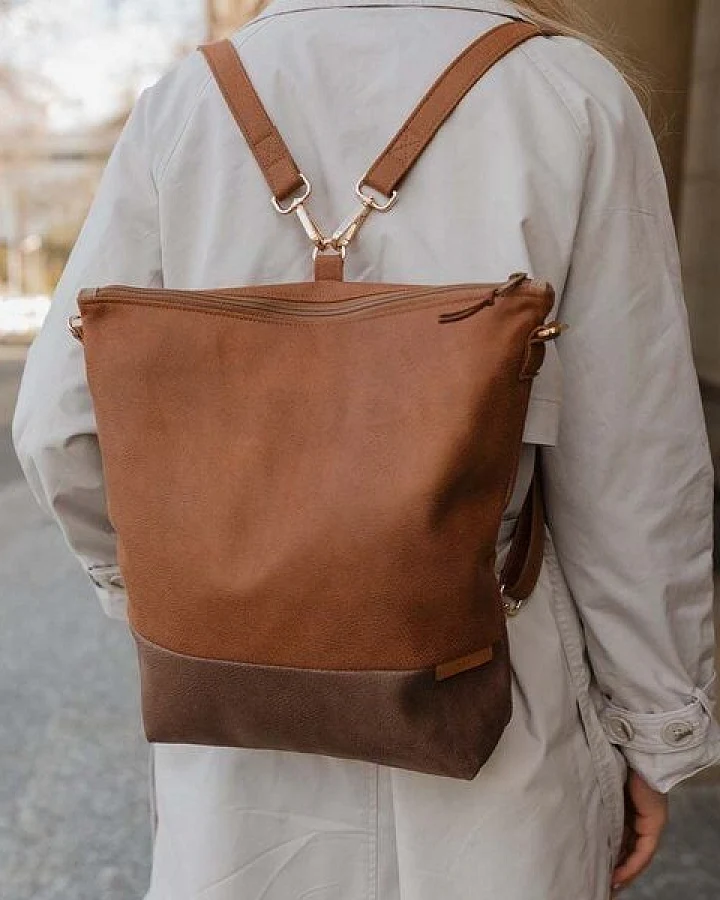 BOWLEANIES TASCHEN 2-in-1 Rucksacktasche aus Lederfaserstoff
