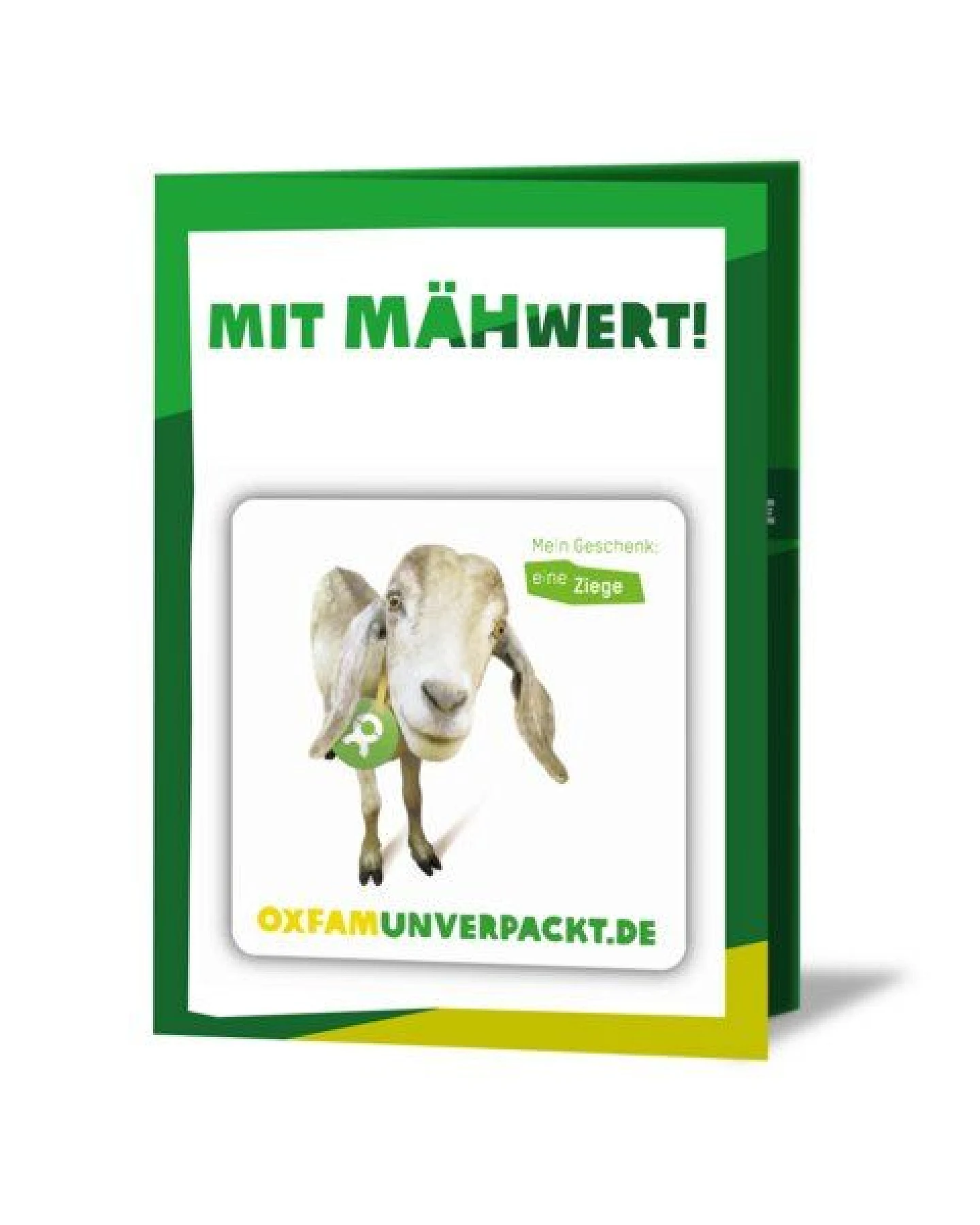 OxfamUnverpackt Spenden-Geschenk "Ziege" (Grußkarte mit Magnet) – Ansicht 2